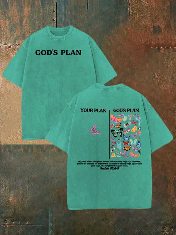 Unisex your-plan-and-god's-plan Washed T-shirt