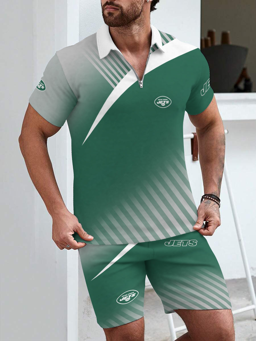 New York Jets Limited Edition ZIP Polo Shirt And Shorts Two-Piece Suits