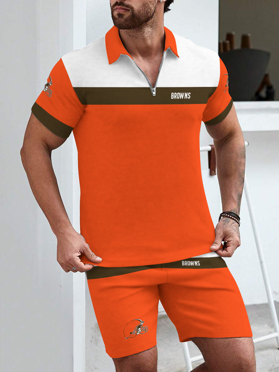 Cleveland Browns Limited Edition ZIP Polo Shirt And Shorts Two-Piece Suits