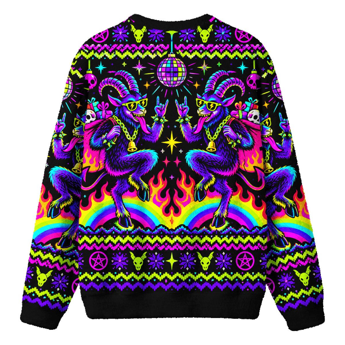 DISCO BAPHOMET UGLY CHRISTMAS SWEATSHIRT — image 2