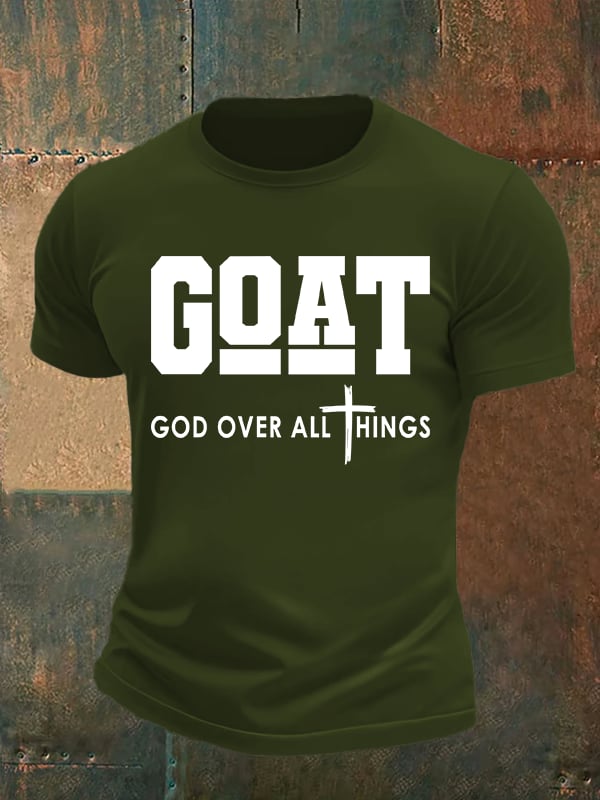 Men's GOD OVER ALL THINGS printed T-shirt