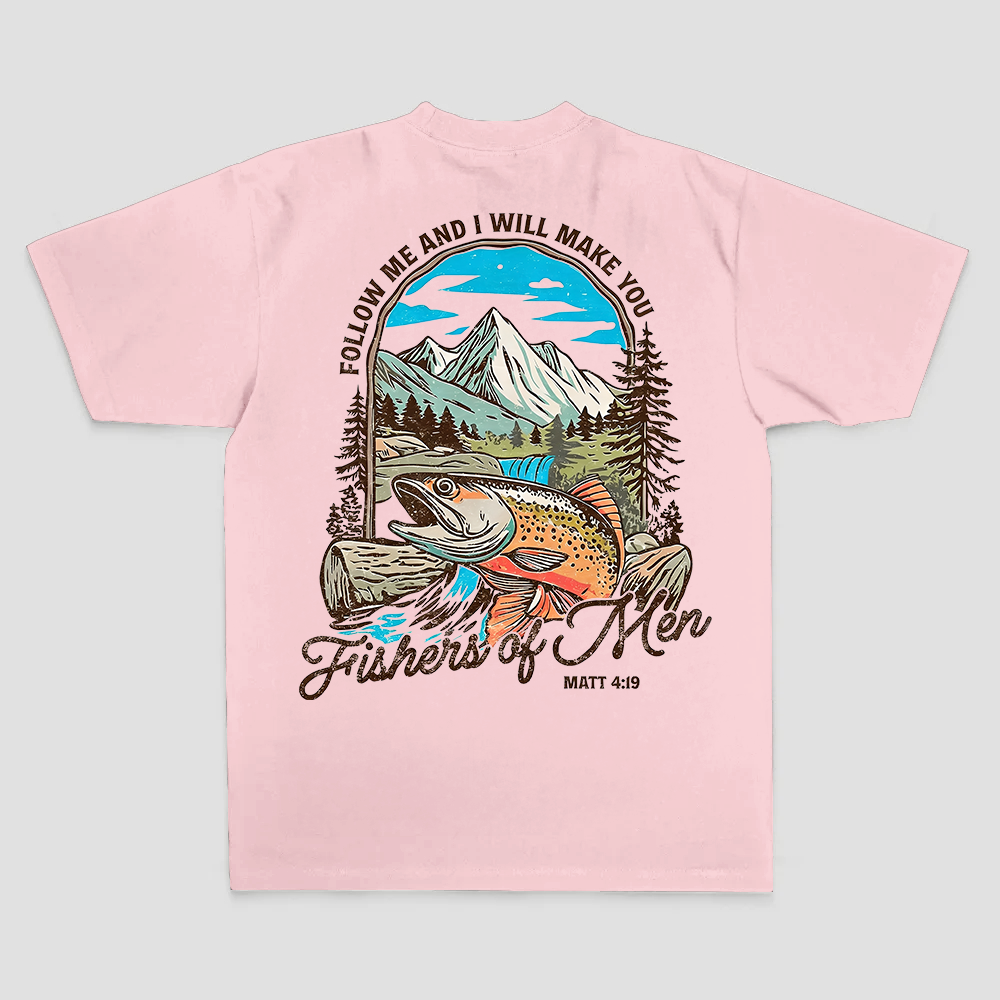 Follow Me And I Will Make You Fishers Of Men Matt 4:19 Printed Men's T-shirt
