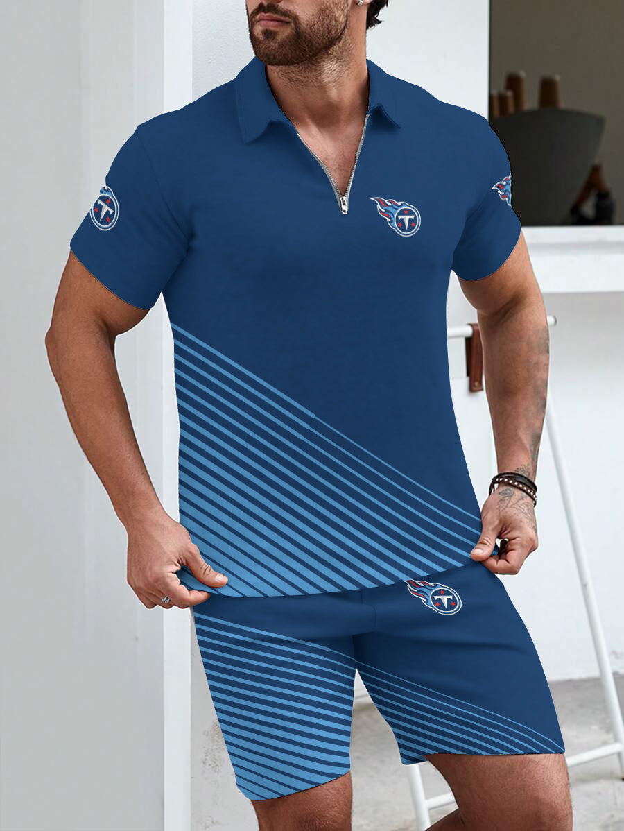 Tennessee Titans Limited Edition ZIP Polo Shirt And Shorts Two-Piece Suits
