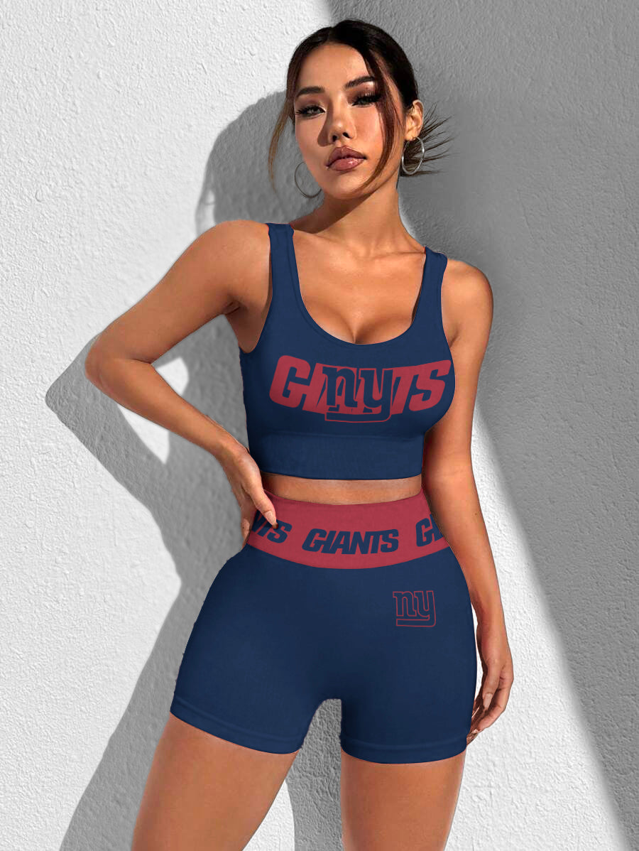New York Giants Sports Bra & Shorts Gym Set