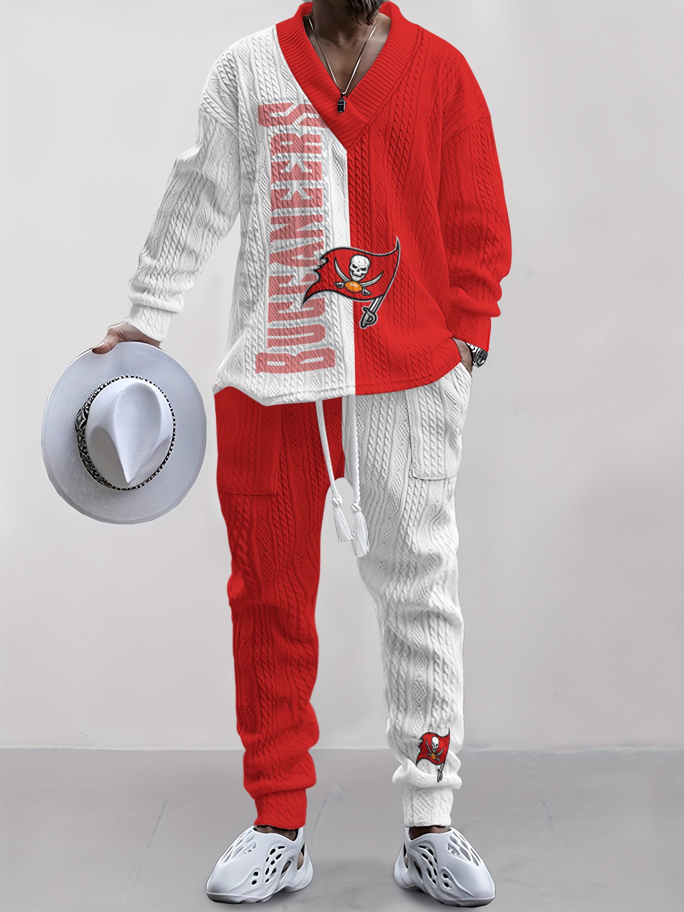 Tampa Bay Buccaneers  Classic All-Season Long Sleeve V-Neck Pullover Sweater