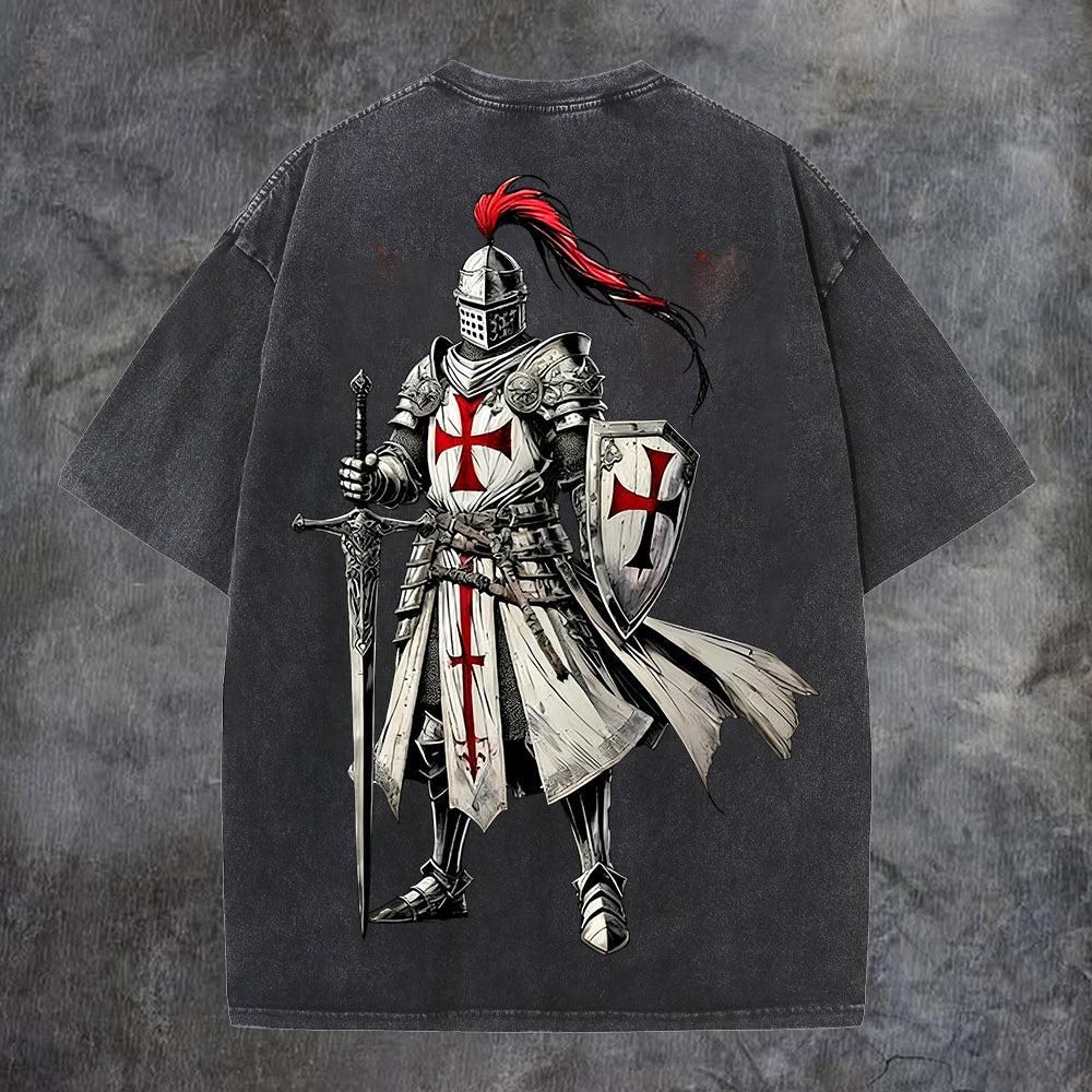 Knight Templar Printed Men's Washed Tee