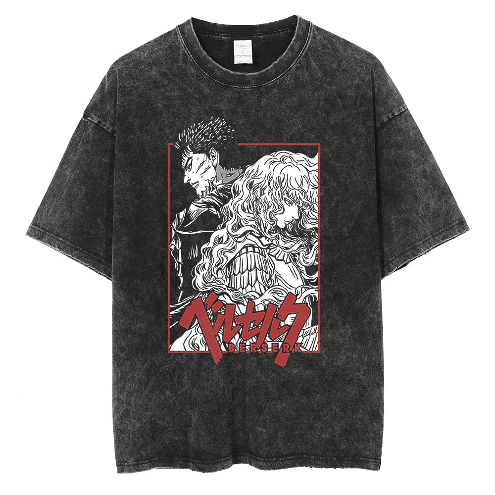 Anime Berserk Guts - Washed Vintage T-Shirt Ver. 4