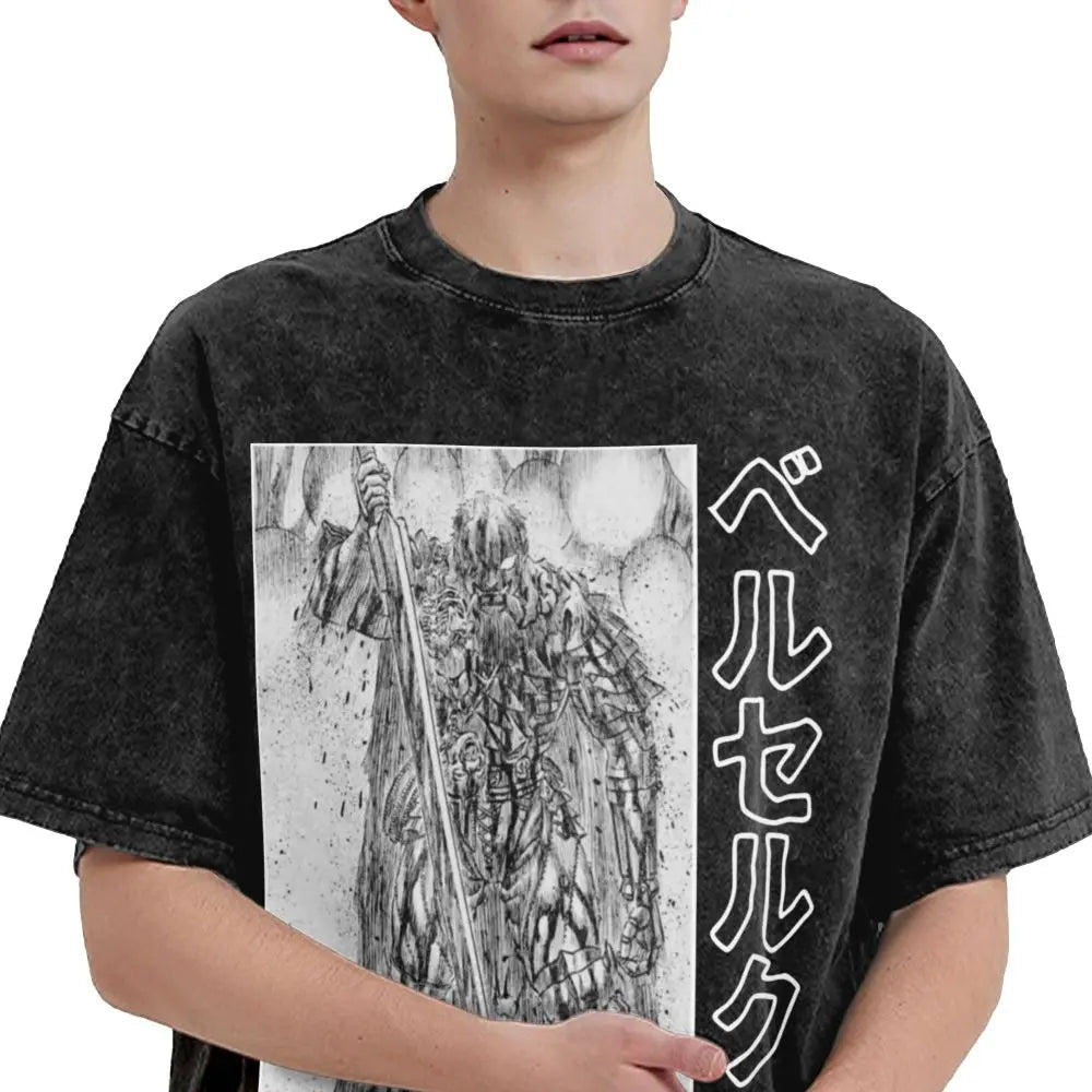 Anime Berserk Guts Victory Washed Vintage T-Shirt