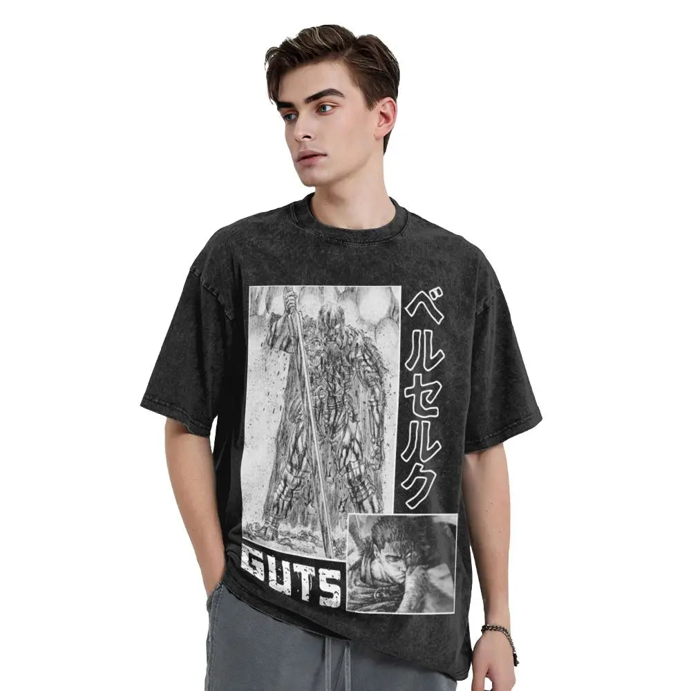 Anime Berserk Guts Victory Washed Vintage T-Shirt