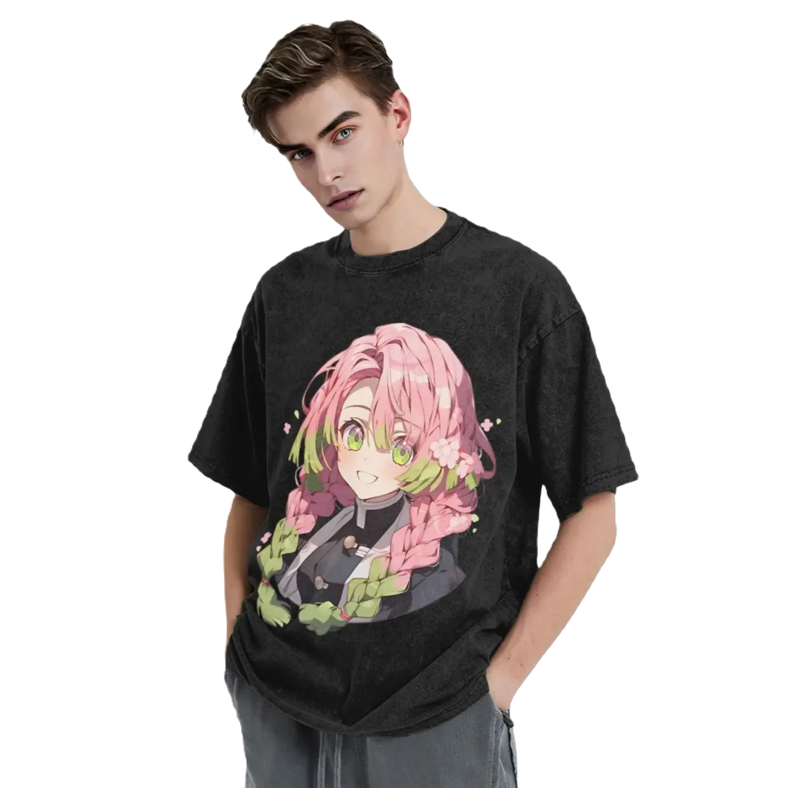 Anime Washed T-Shirt - Love Demon Slayer