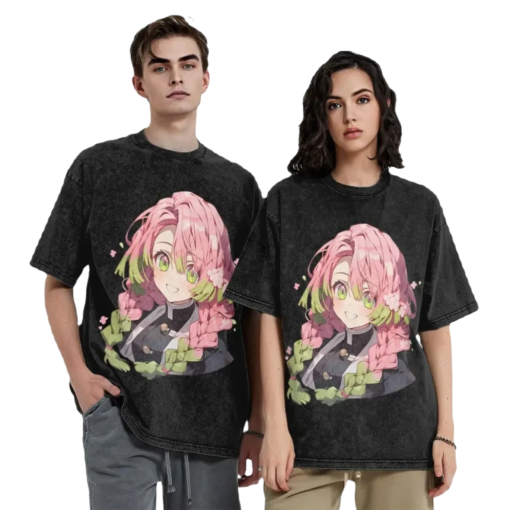 Anime Washed T-Shirt - Love Demon Slayer
