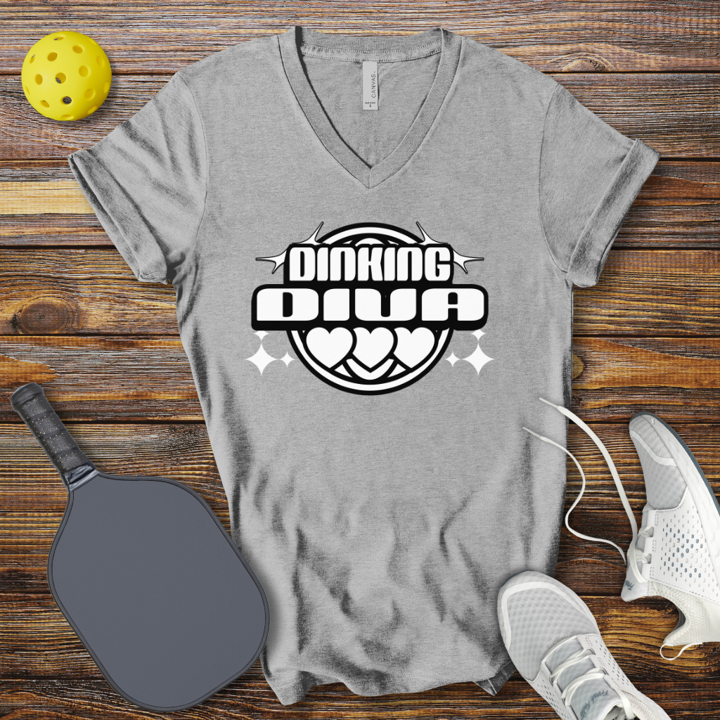 Funny Pickleball Shirt – Dinking Diva V-Neck T-shirt