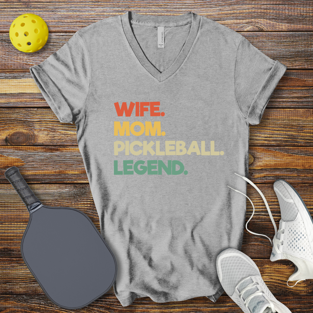 Funny Pickleball Shirt – Wife Mom Pickleball Legend V-Neck T-shirt
