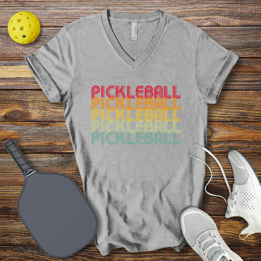 Funny Pickleball Shirt – PIckleball Retro Colored V-Neck T-shirt