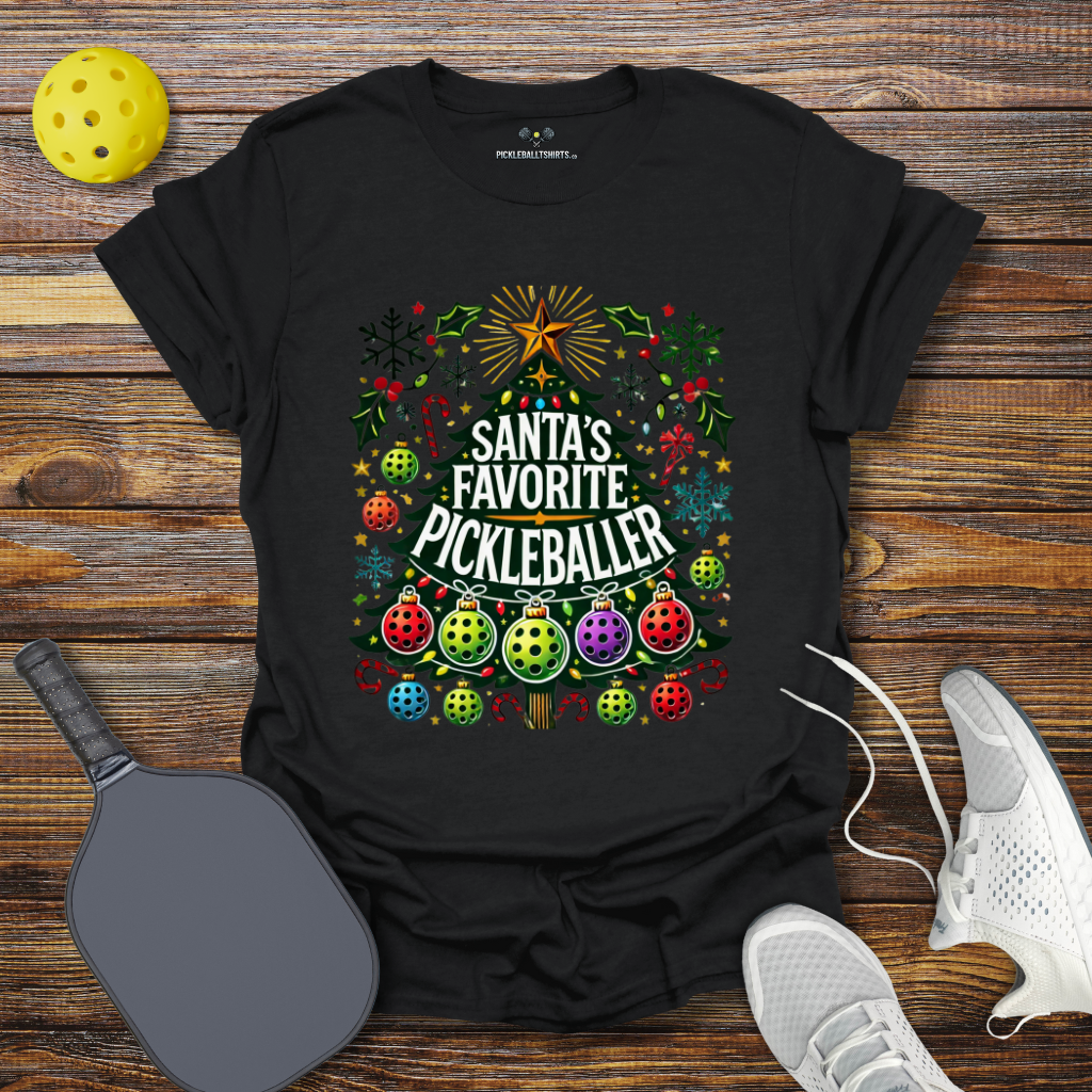 Funny Christmas Pickleball Shirt – Santa’s Favorite Pickleballer