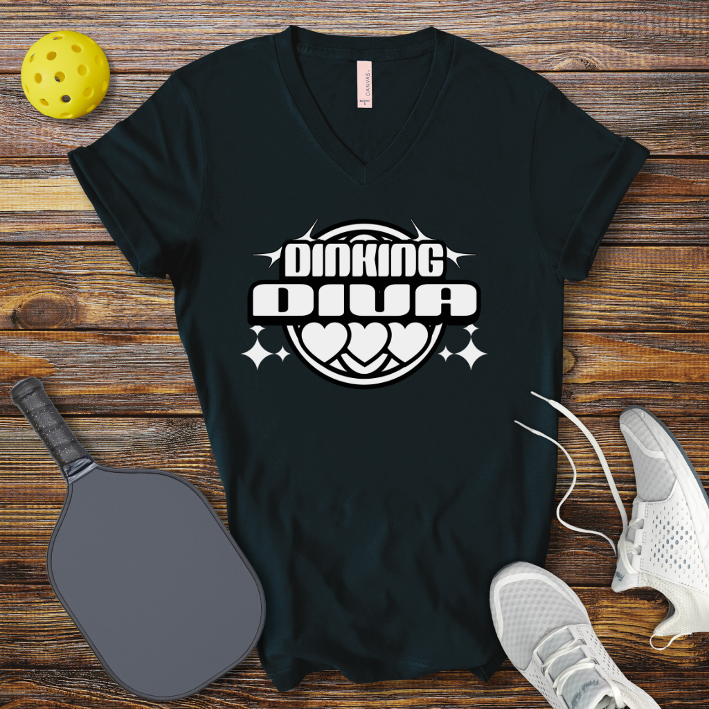 Funny Pickleball Shirt – Dinking Diva V-Neck T-shirt
