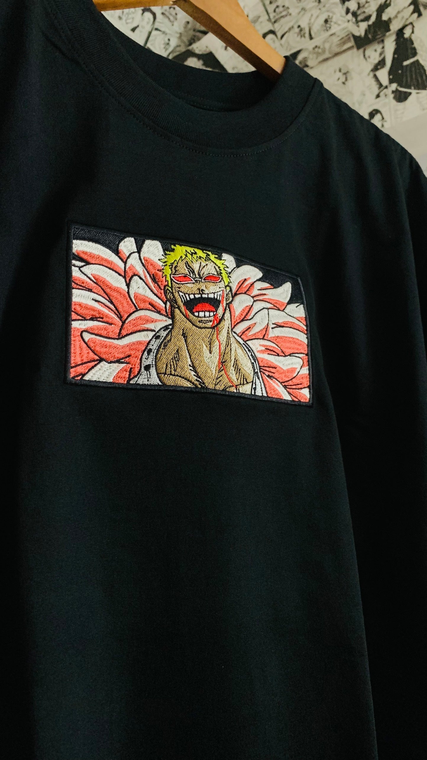 Donquixote Doflamingo One Piece Embroidered T-shirt – Anime Streetwear Tee