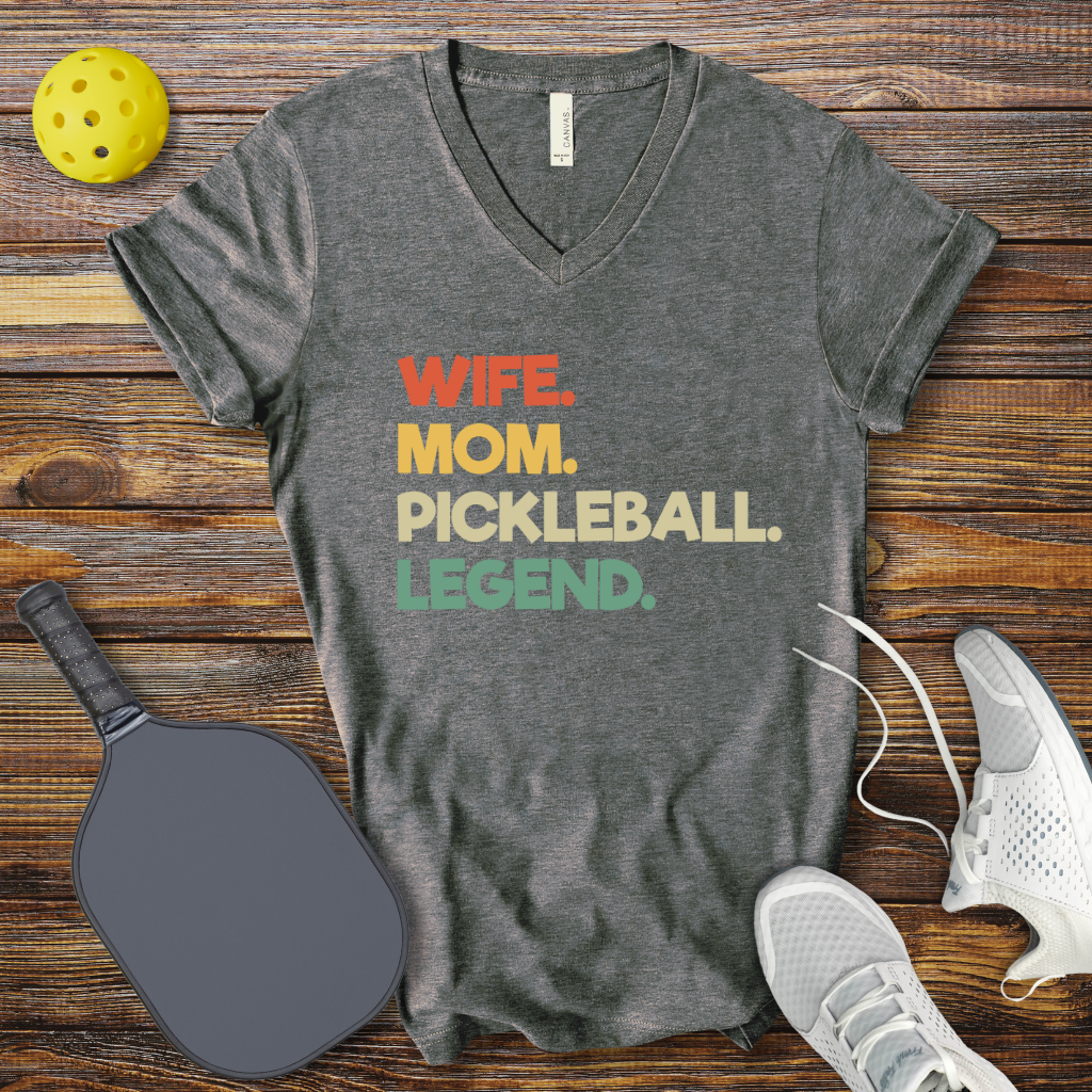 Funny Pickleball Shirt – Wife Mom Pickleball Legend V-Neck T-shirt