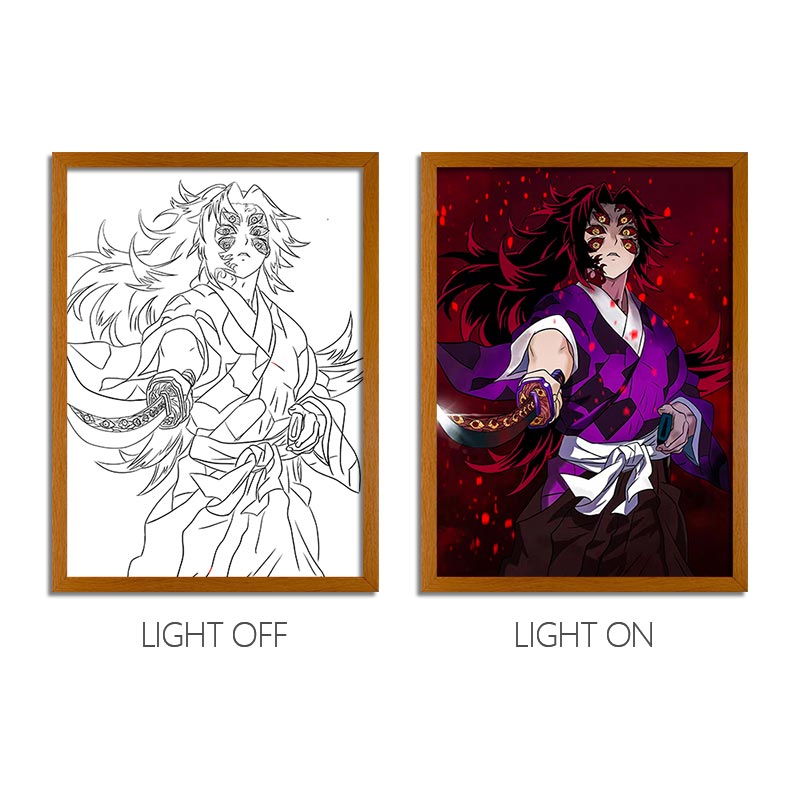 Demon Slayer Anime Light Box – LED Light Painting Photo Frame & Wall Art
