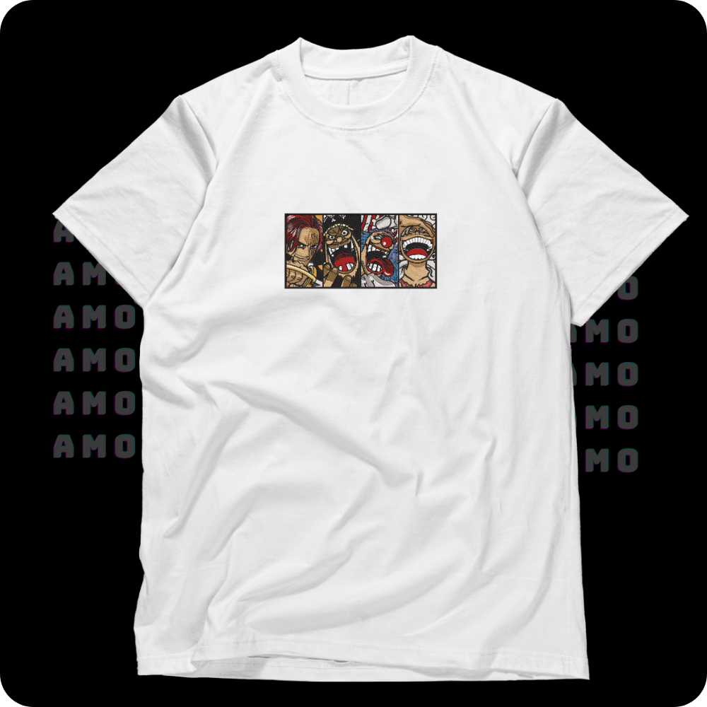 Four Emperors Embroidered T-shirt – One Piece Anime Shirt for True Pirates