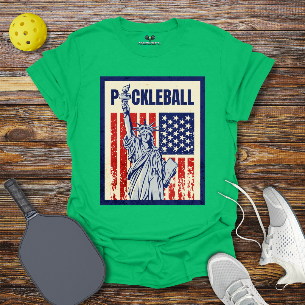 Funny Pickleball Shirt – Pickleball Statue of Liberty T-Shirt