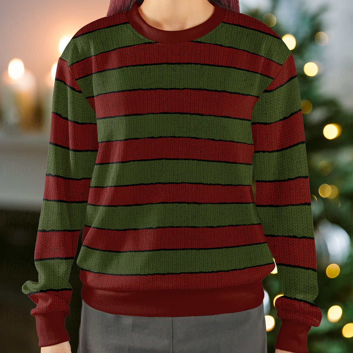 Elm Street Stripes Ugly Christmas Sweatshirt