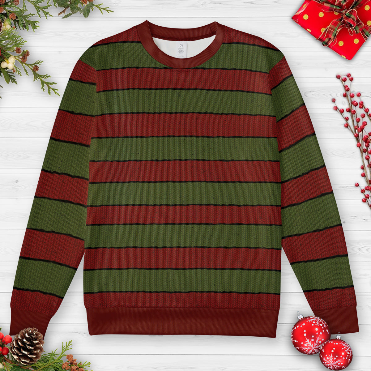 Elm Street Stripes Ugly Christmas Sweatshirt