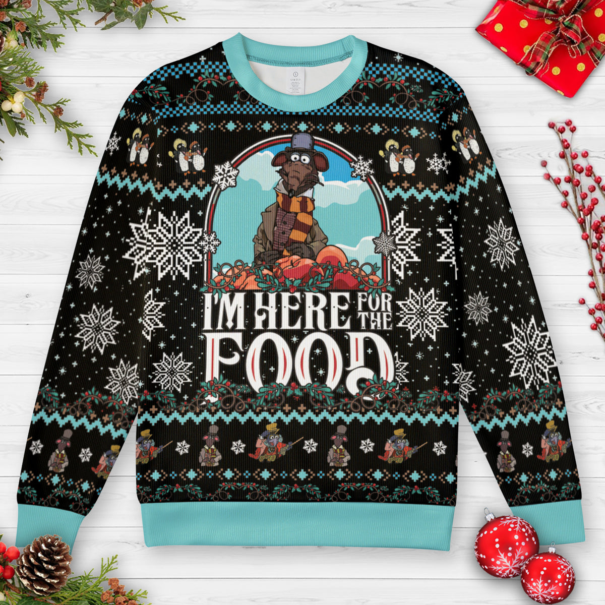 Here For The Food Ugly Christmas Sweatshirt