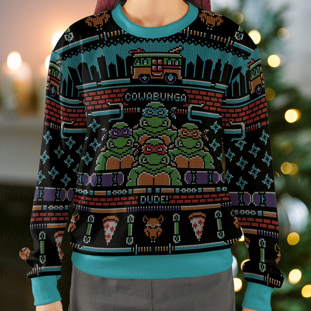 Cowabunga Dude Ugly Christmas Sweatshirt