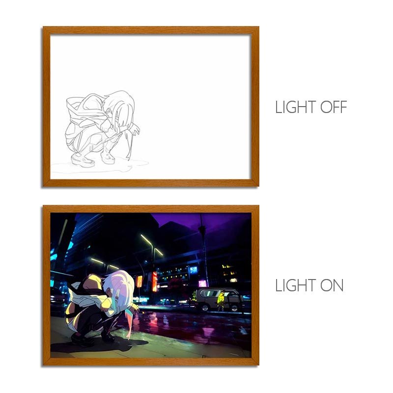 Cyberpunk: Edgerunners LED Light Painting – Anime Light Box Photo Frame Wall Art