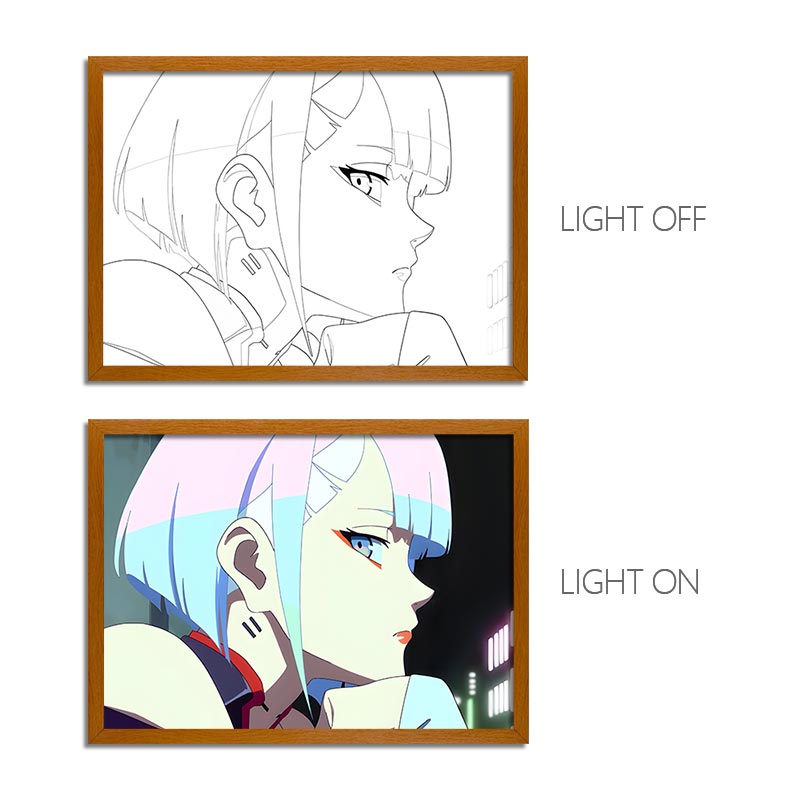 Cyberpunk: Edgerunners LED Light Painting – Anime Light Box Photo Frame Wall Art
