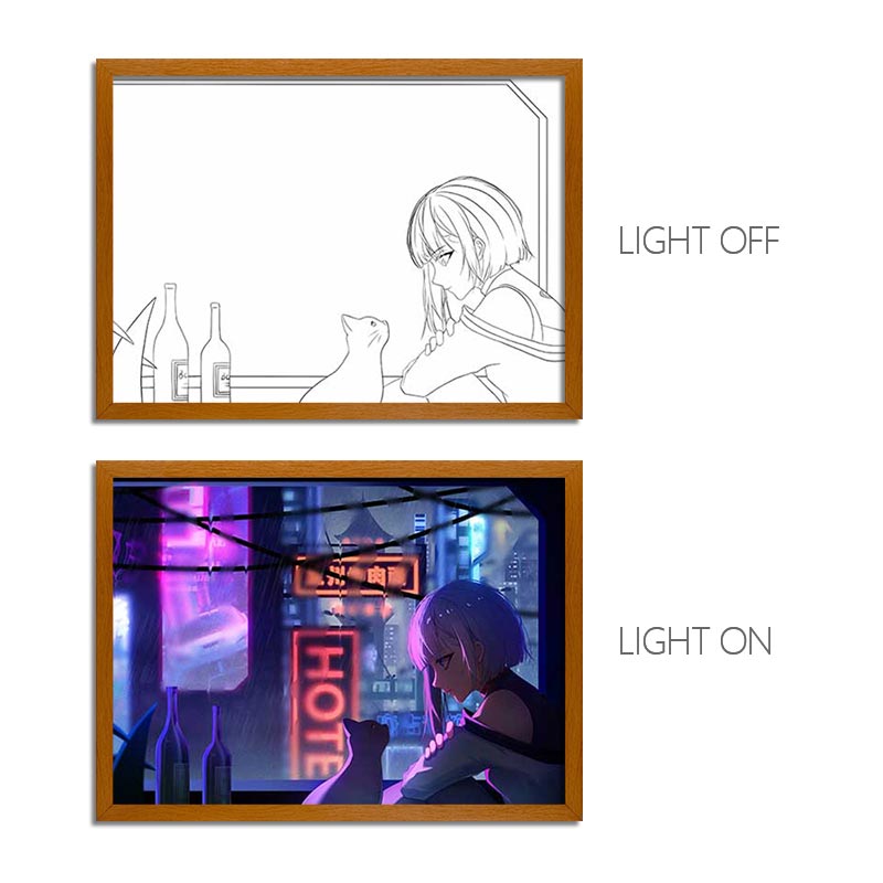 Cyberpunk: Edgerunners LED Light Painting – Anime Light Box Photo Frame Wall Art