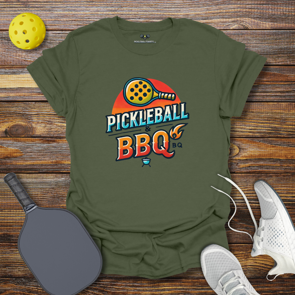 Funny Pickleball Shirt – Pickleball and BBQ T-Shirt