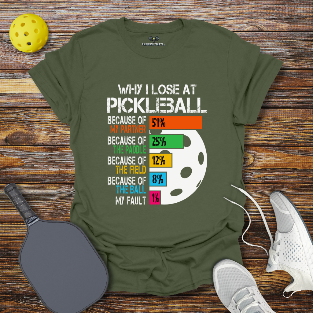 Funny Pickleball Shirt – Why I Lose at Pickleball 2 T-Shirt