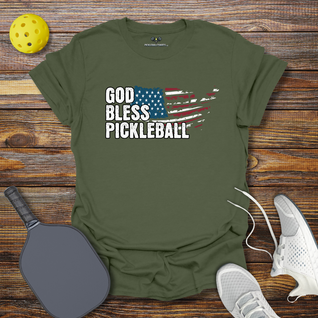 Funny Pickleball Shirt – God Bless Pickleball T-Shirt