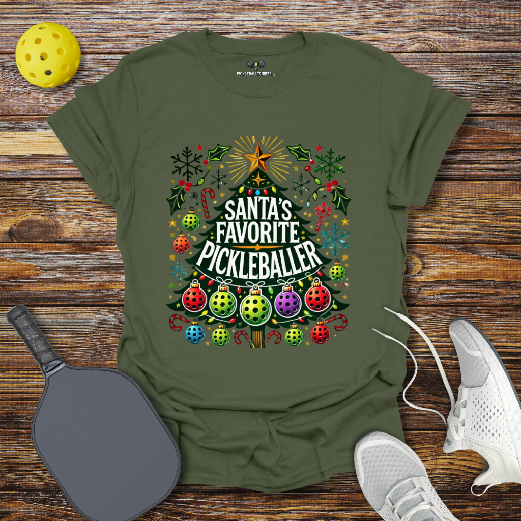 Funny Christmas Pickleball Shirt – Santa’s Favorite Pickleballer