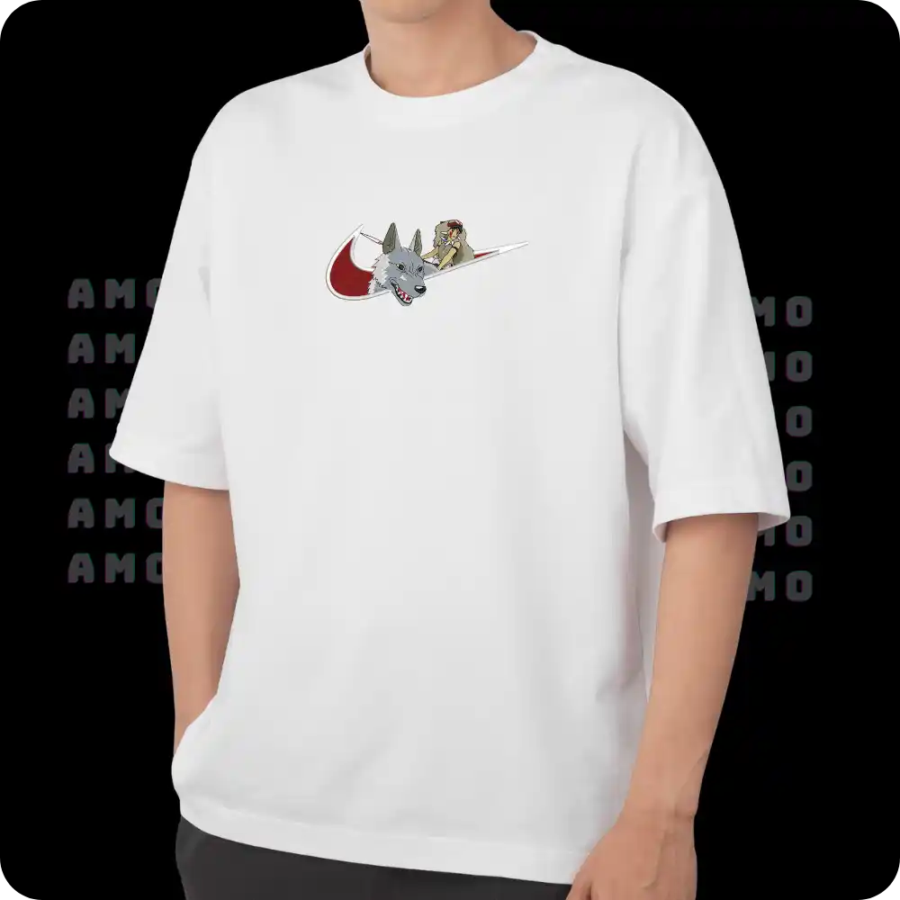 Mononoke Hime Embroidered T-Shirt | Studio Ghibli Anime Tee