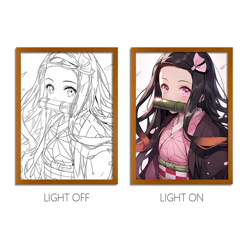 Demon Slayer Anime Light Box – LED Light Painting Photo Frame & Wall Art