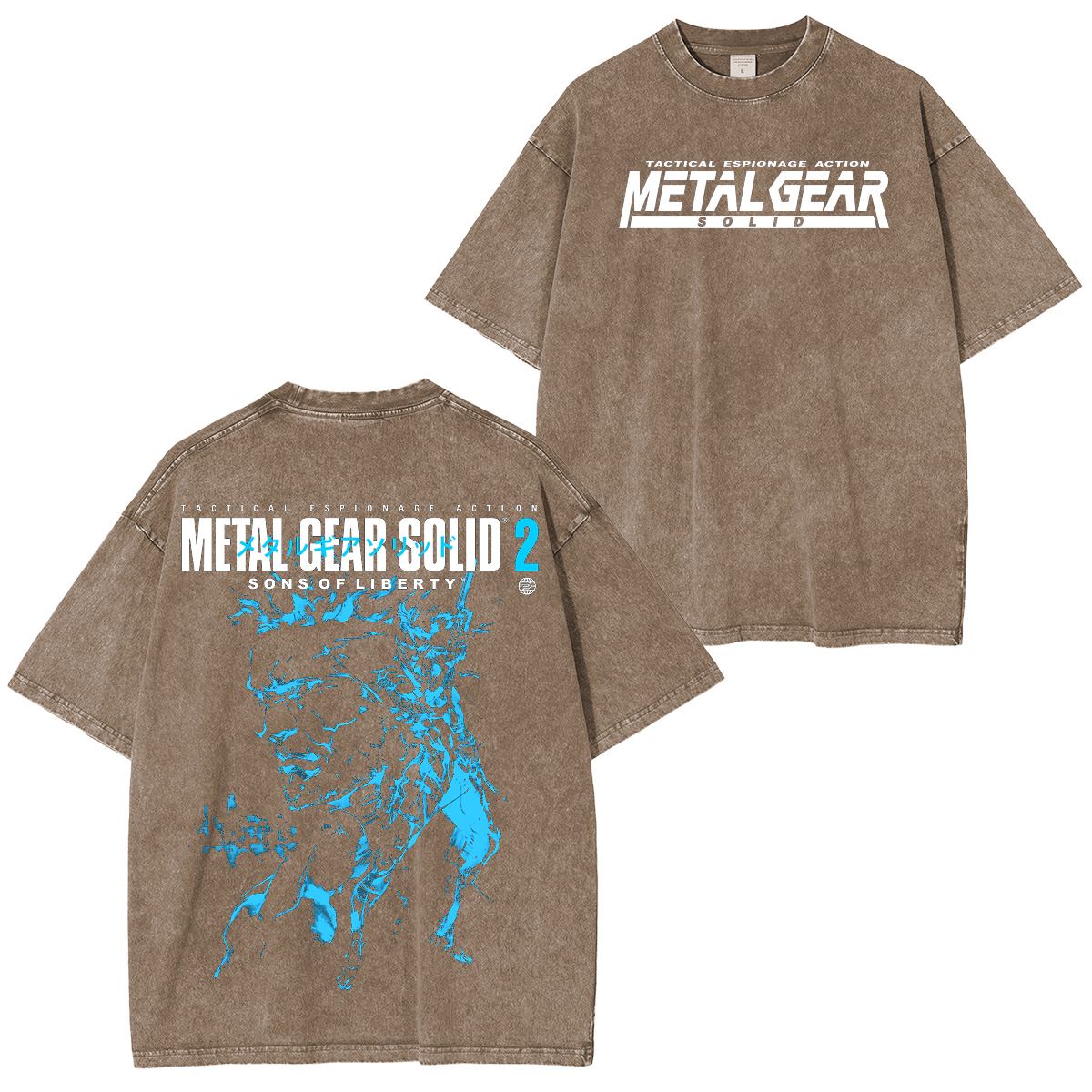 GS2 Snake And Raiden Cover Game Metal Gear Solid Graphic Unisex Washed T-Shirt