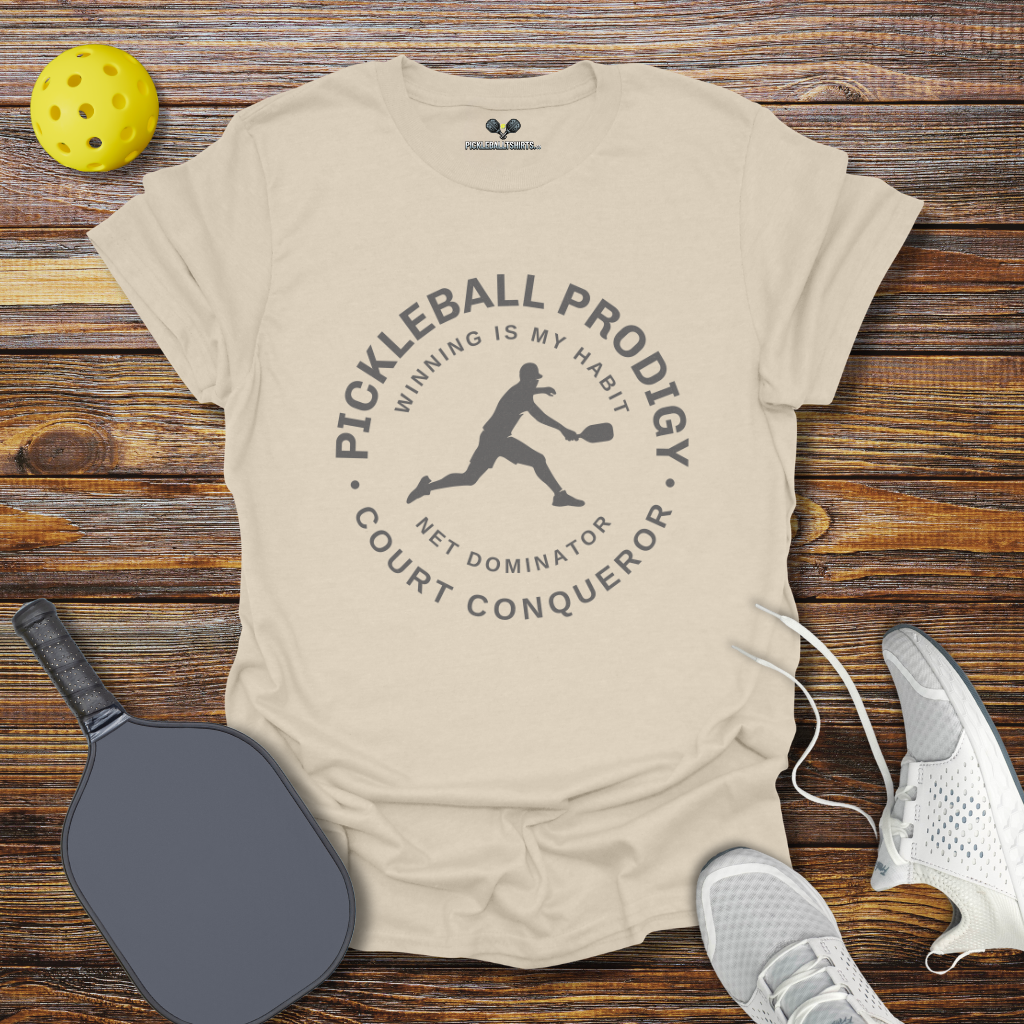 Funny Pickleball Shirt – Pickleball Prodigy Court Conqueror for Him T-Shirt