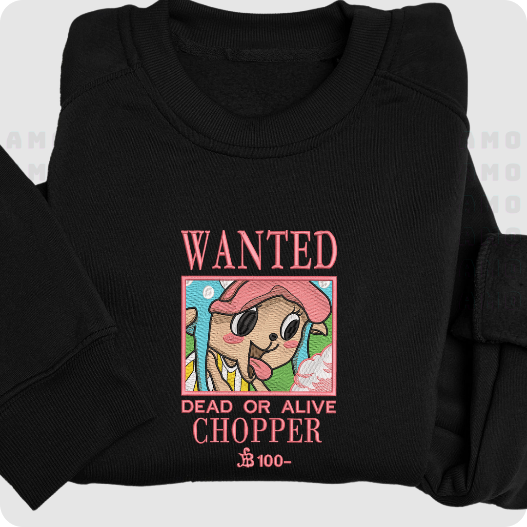 One Piece Chopper Wanted Embroidered Sweater