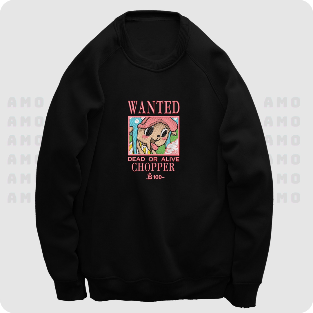 One Piece Chopper Wanted Embroidered Sweater