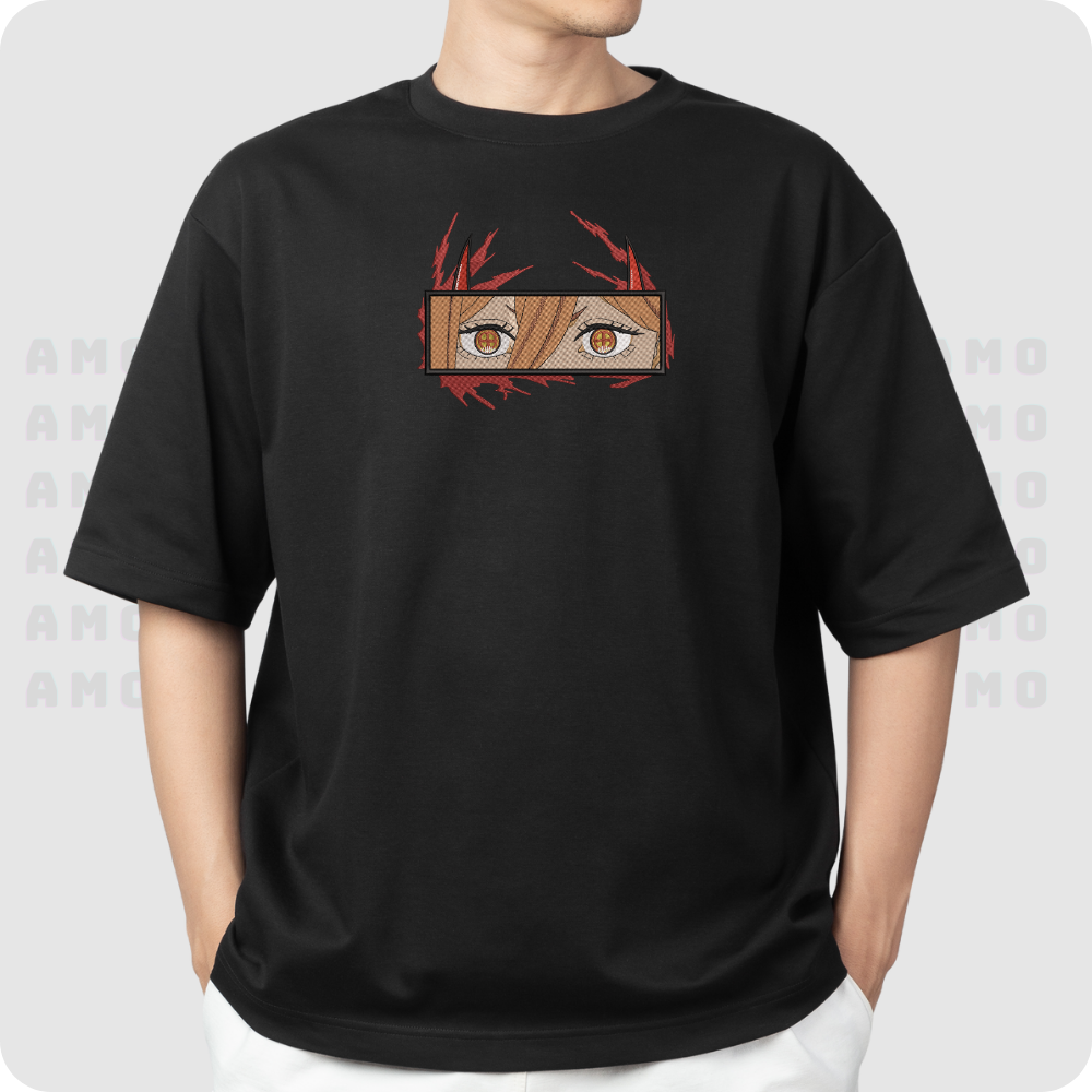 Power Chainsaw Man Embroidered T-Shirt – Anime Streetwear Tee