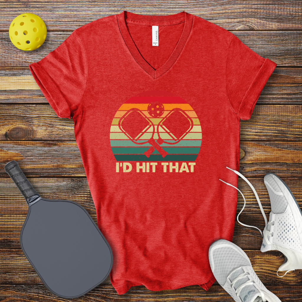 Funny Pickleball Shirt – I'd Hit That V-Neck T-shirt
