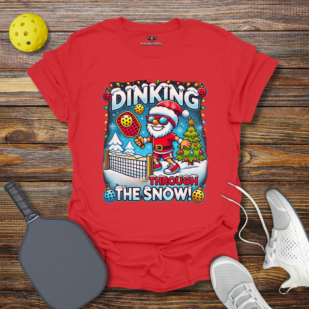 Funny Pickleball Shirt – Dinking Through the Snow Christmas T-Shirt