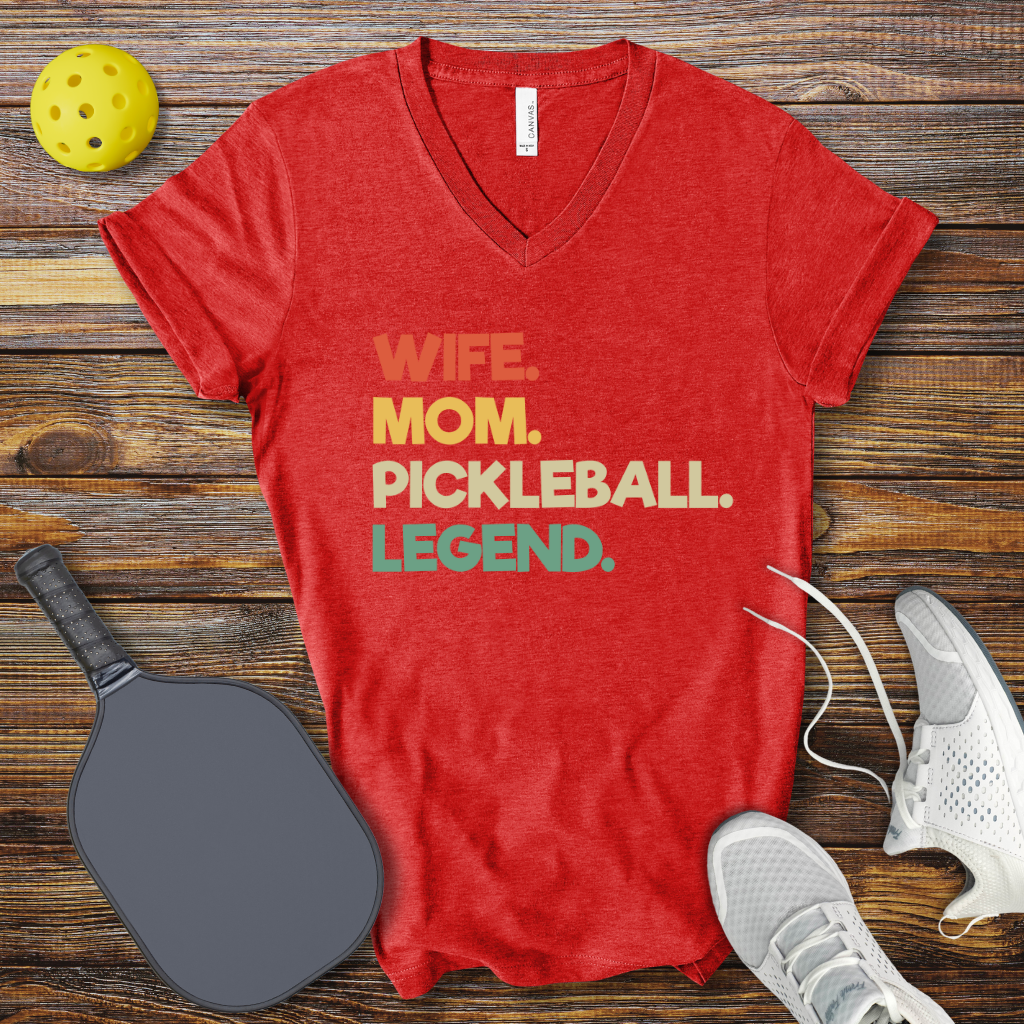 Funny Pickleball Shirt – Wife Mom Pickleball Legend V-Neck T-shirt