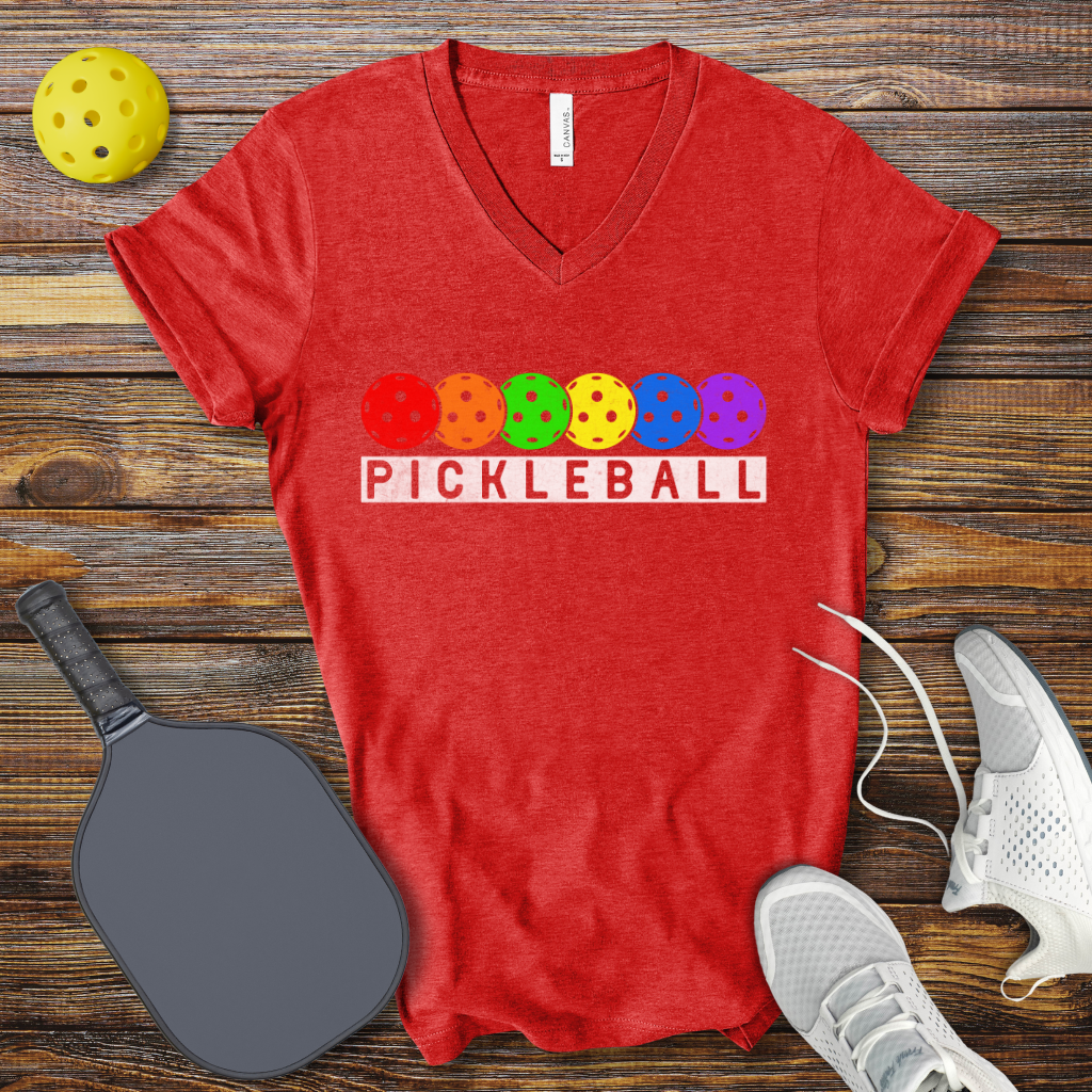 Funny Pickleball Shirt – Pickleball Retro Balls V-Neck T-Shirt