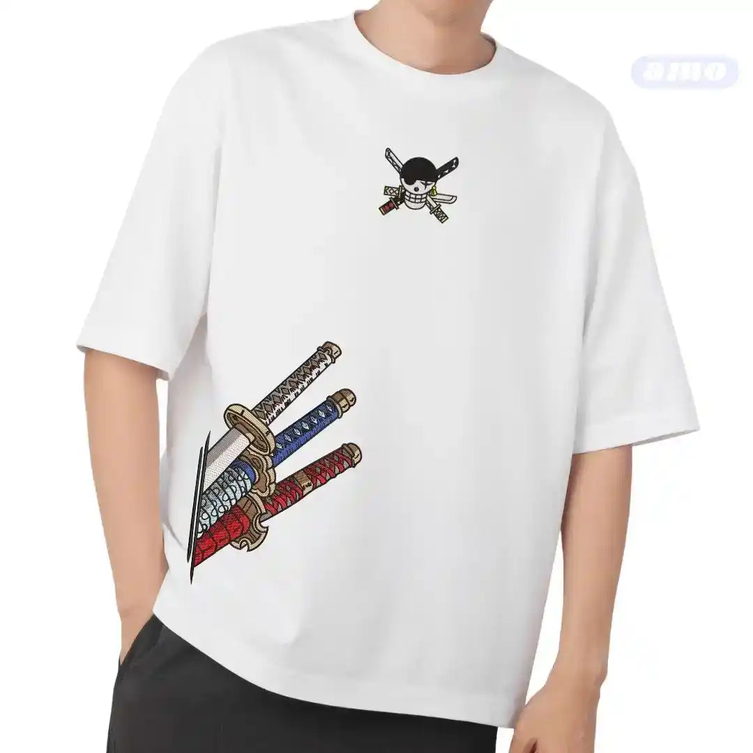 Roronoa Zoro Sword One Piece Embroidered T-Shirt – Anime Embroidery Streetwear