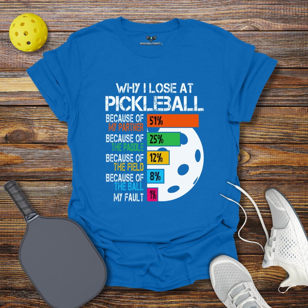 Funny Pickleball Shirt – Why I Lose at Pickleball 2 T-Shirt