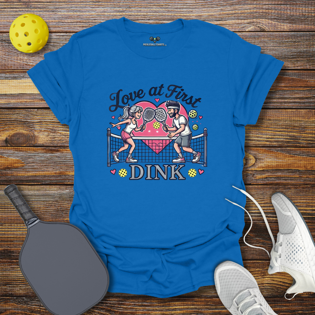 Funny Pickleball Shirt – Love at First Dink Valentine T-Shirt